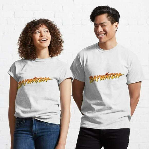 Baywatch Retro 80s TV Show Logo T Shirt White Cotton Small - Picture 6 of 6